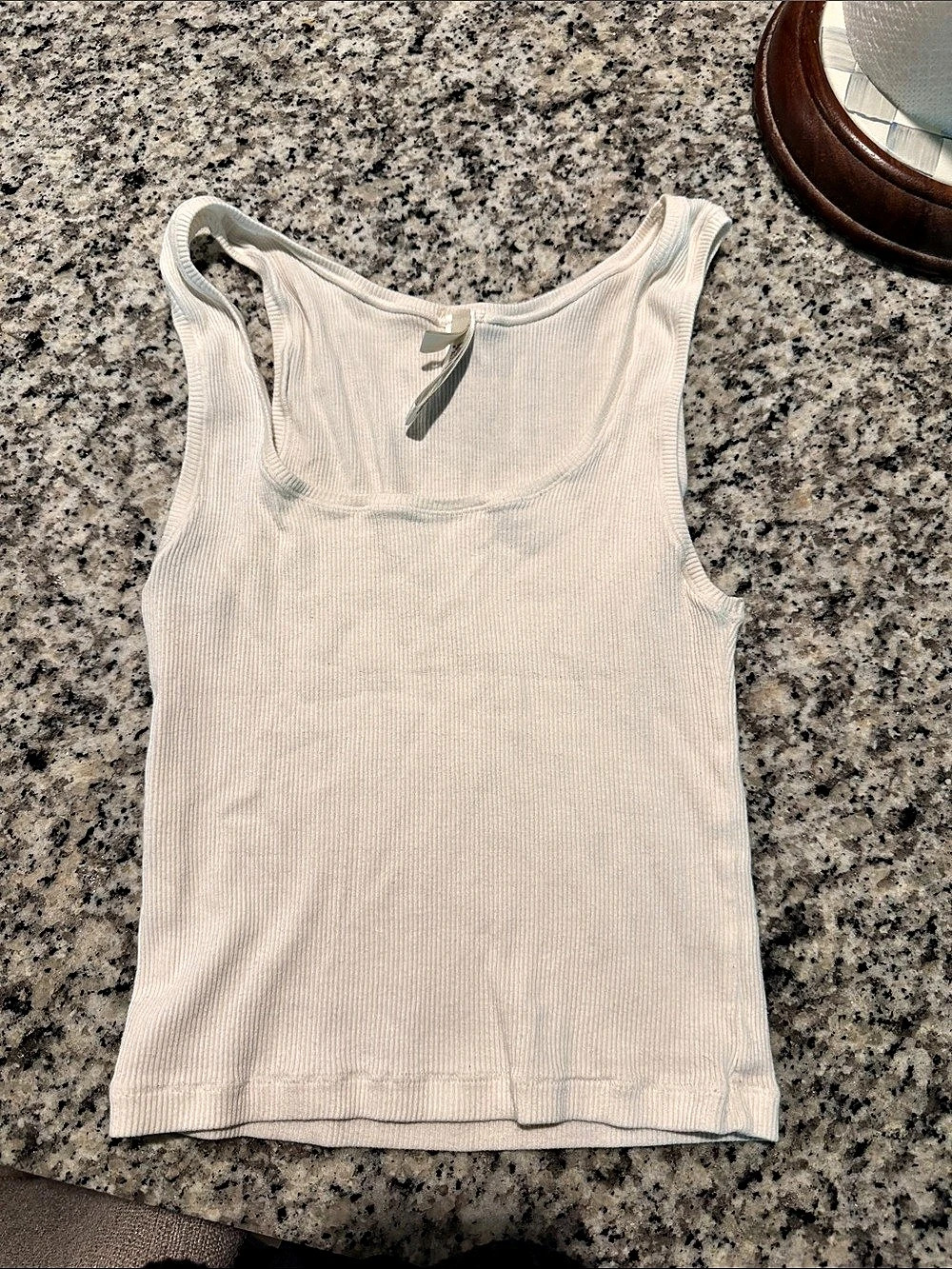 Skims Ribbed Tank Top in White Like New